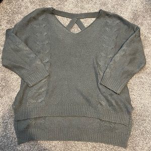 Oversized Grey Sweater with cutout low back detail